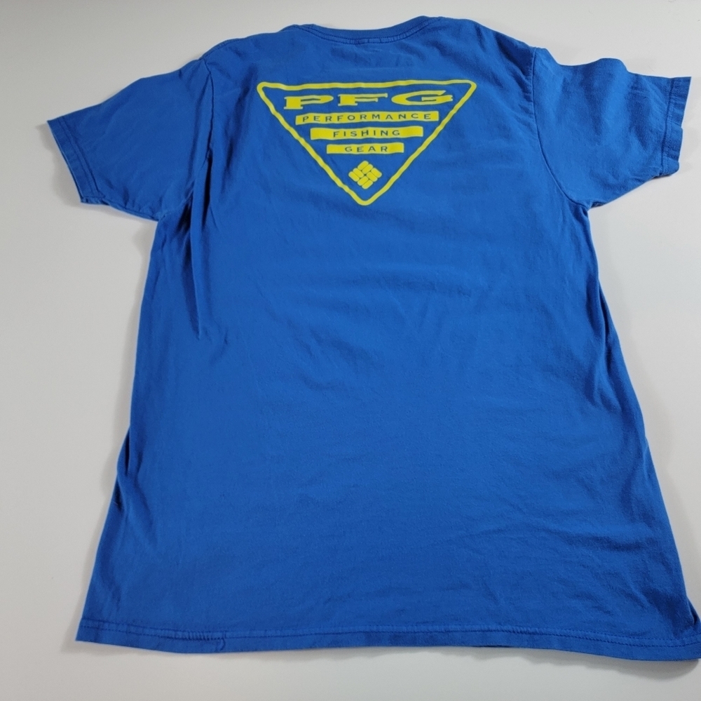 Columbia PFG T Shirt Mens M medium Blue Short Sleeve Cotton Fishing logo - Picture 2 of 6